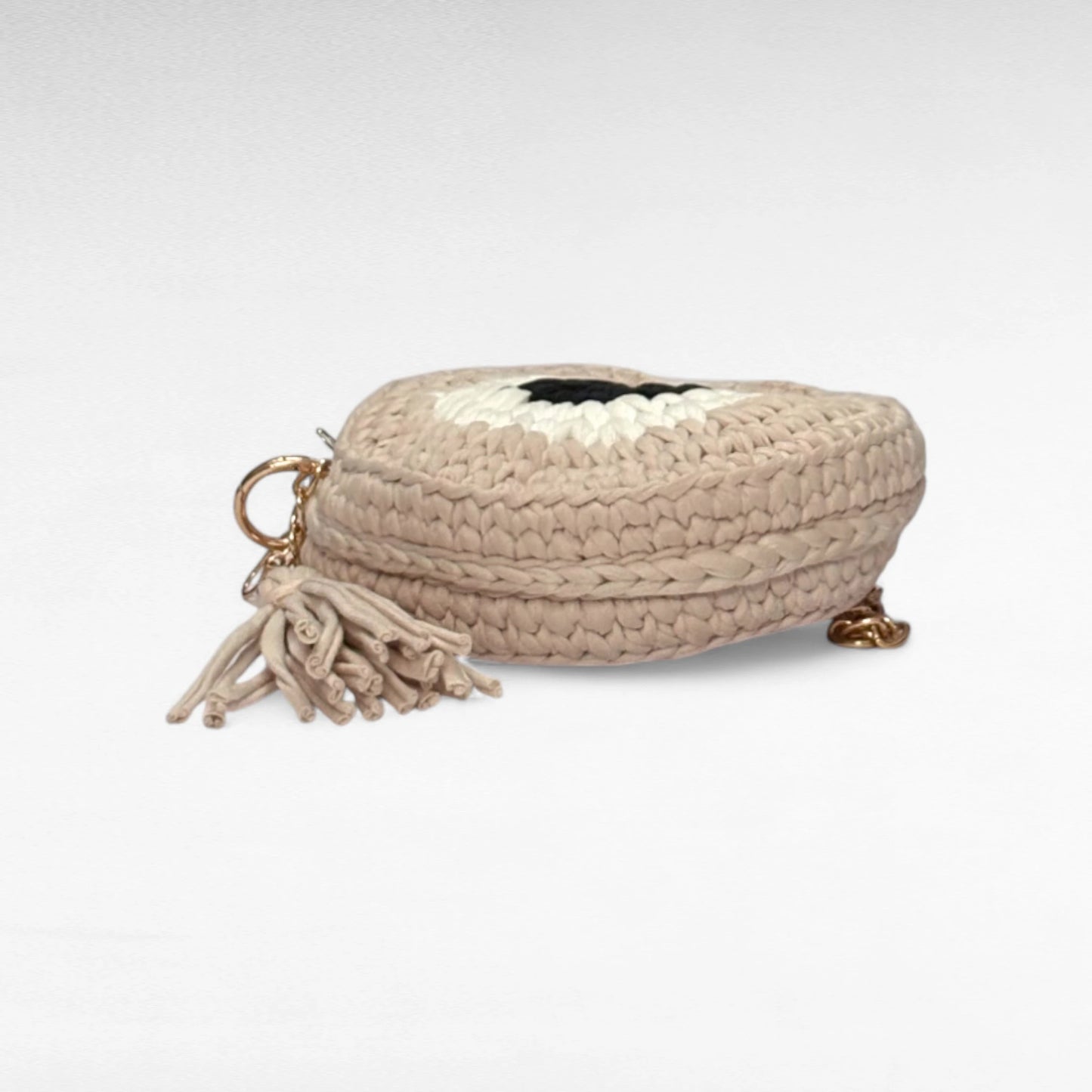 Pale Beige Evil Eye Round Sling Bag RC0046