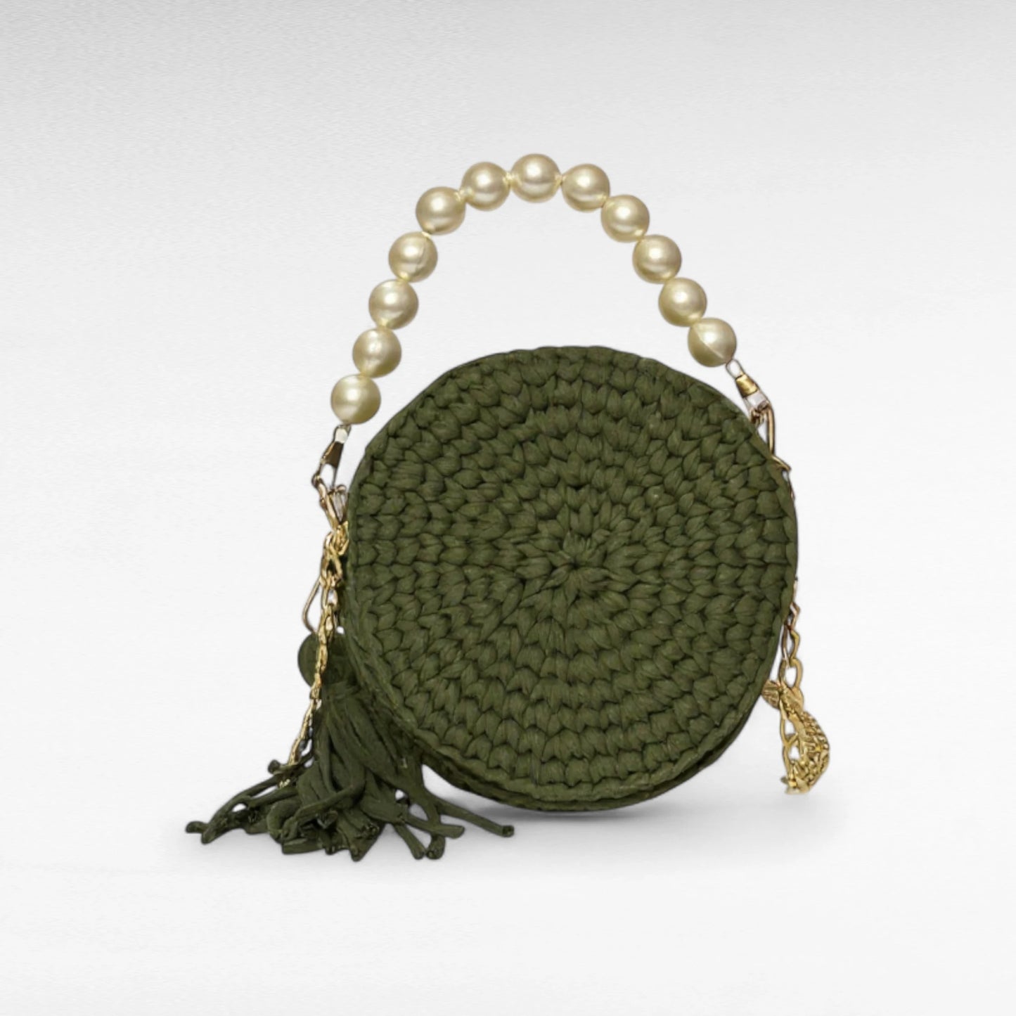 Olive Green Round-Pearl Sling Bag RC0030