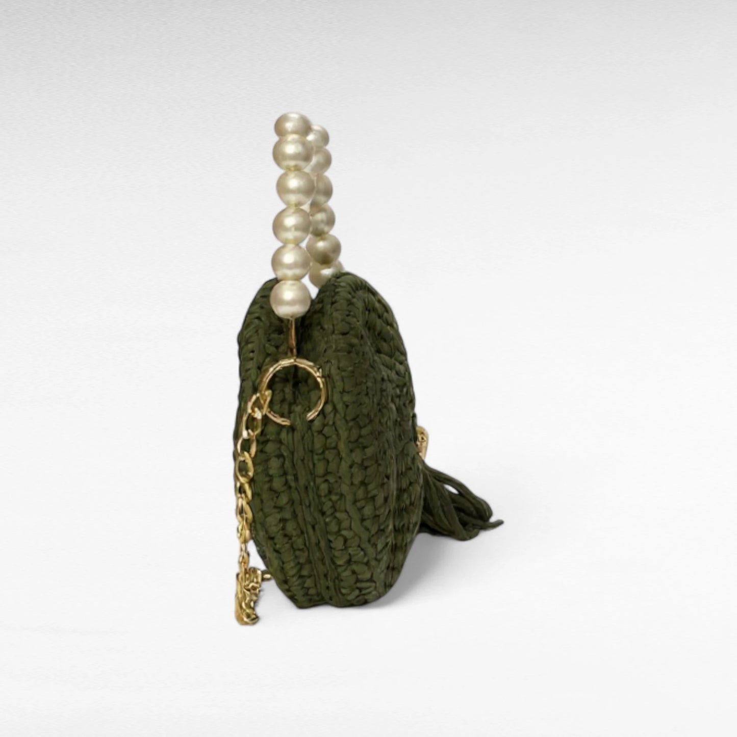 Olive Green Round-Pearl Sling Bag RC0030