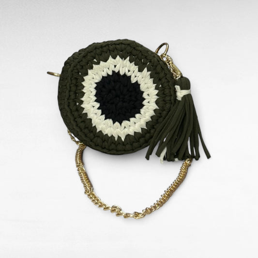 Olive Green Evil Eye Round Sling Bag RC0048