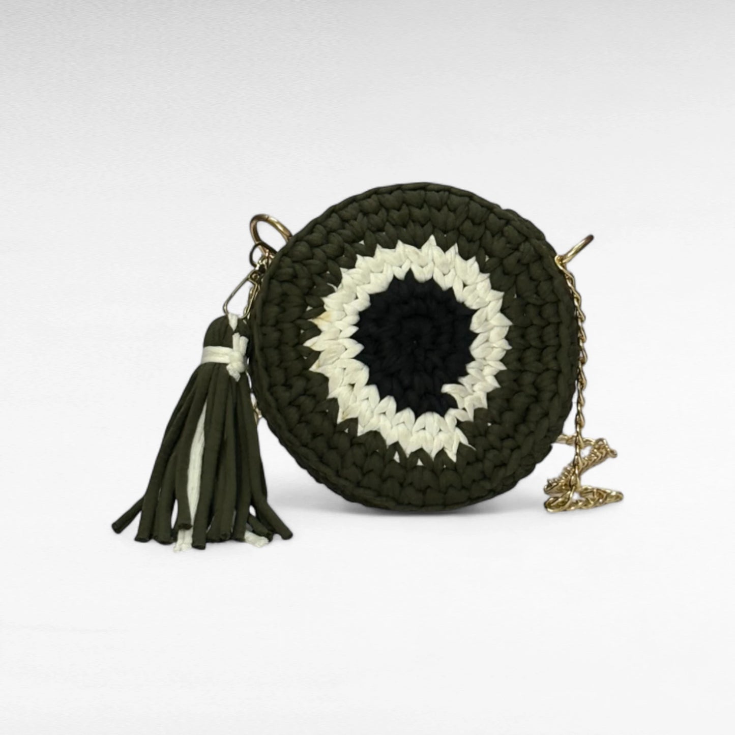 Olive Green Evil Eye Round Sling Bag RC0048