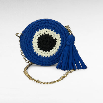 Deep Blue Evil Eye Round Sling Bag RC0049