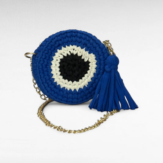 Deep Blue Evil Eye Round Sling Bag RC0049