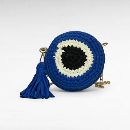 Deep Blue Evil Eye Round Sling Bag RC0049