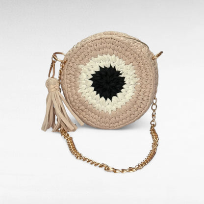 Pale Beige Evil Eye Round Sling Bag RC0046
