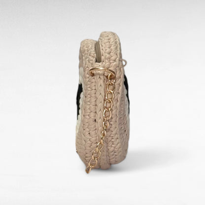 Pale Beige Evil Eye Round Sling Bag RC0046