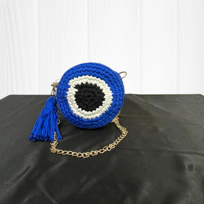 Deep Blue Evil Eye Round Sling Bag RC0049