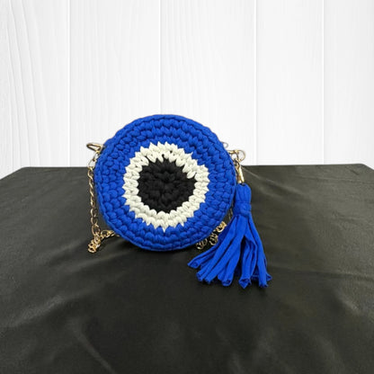 Deep Blue Evil Eye Round Sling Bag RC0049