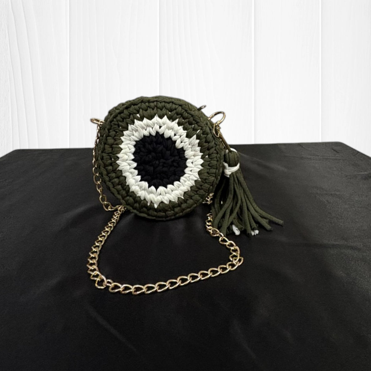 Olive Green Evil Eye Round Sling Bag RC0048