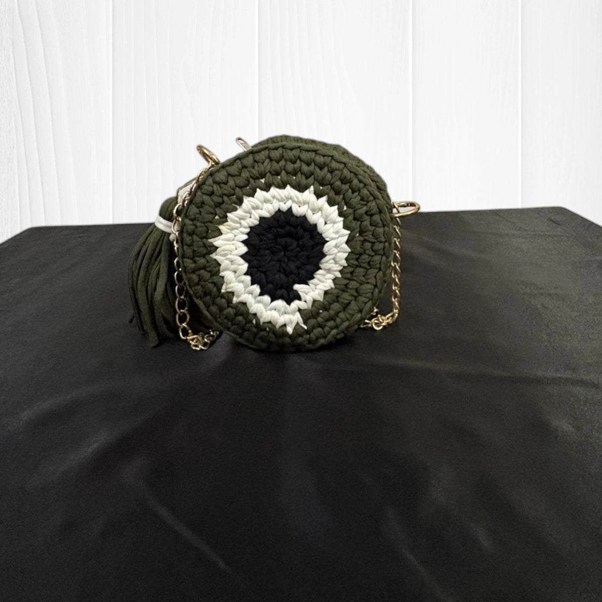 Olive Green Evil Eye Round Sling Bag RC0048