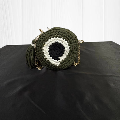Olive Green Evil Eye Round Sling Bag RC0048