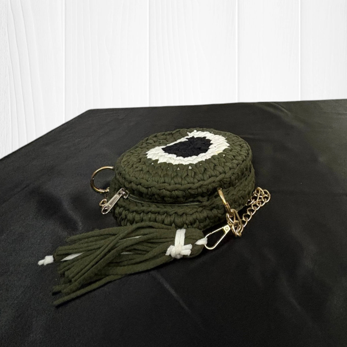 Olive Green Evil Eye Round Sling Bag RC0048