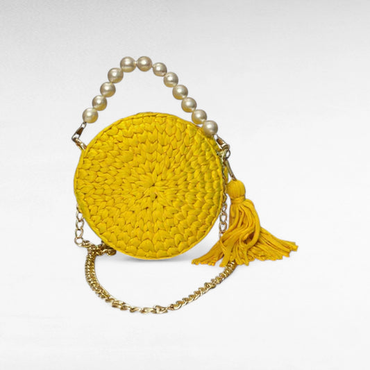 Lemon Yellow Round-Pearl Sling Bag RC0035