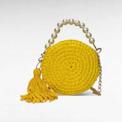 Lemon Yellow Round-Pearl Sling Bag RC0035
