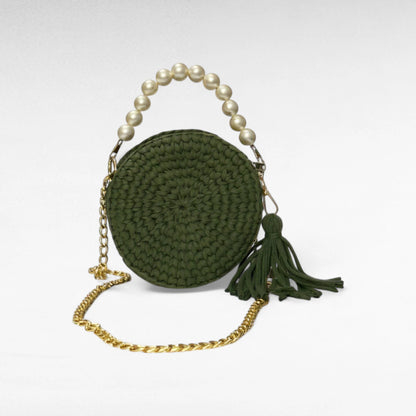 Olive Green Round-Pearl Sling Bag RC0030