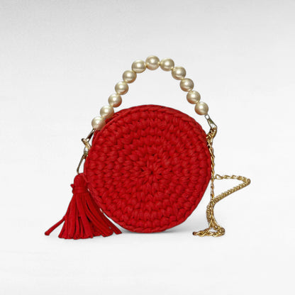 Cherry Red Round-Pearl Sling Bag RC0033