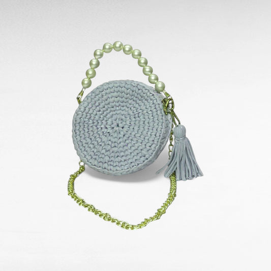 Pale Blue Round-Pearl Sling Bag RC0029