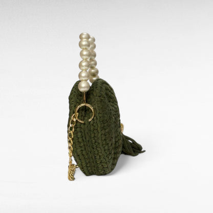 Olive Green Round-Pearl Sling Bag RC0030