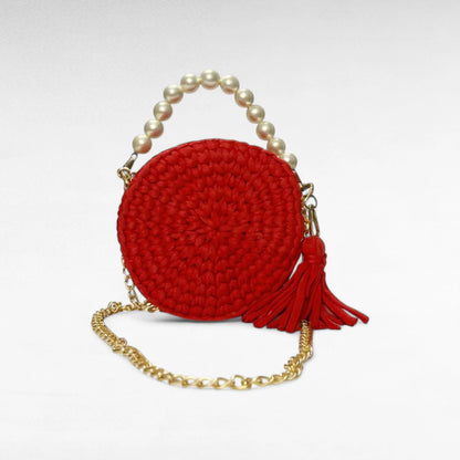 Cherry Red Round-Pearl Sling Bag RC0033